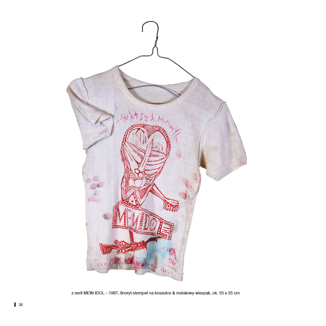 z serii MEIN IDOL – 1987, linoryt-stempel na koszulce & metalowy wieszak, ok. 55 x 35 cm